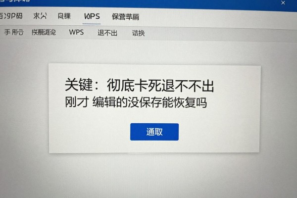 WPS彻底卡死退不出，刚才编辑的没保存能恢复吗？